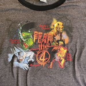 Busch Gardens Fear The‎ 4 Ringer T-shirt Tee Men’s XL Gray Roller Coaster